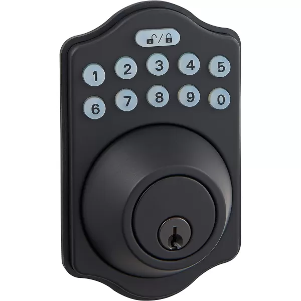 Amazon Basics Electronic Keypad Deadbolt Door Lock with TouchControl Keyless Entry Keyed Entry Option Contemporary Matte BlackMatte Black Traditional Electronic Keypad Deadbolt Pack of 6