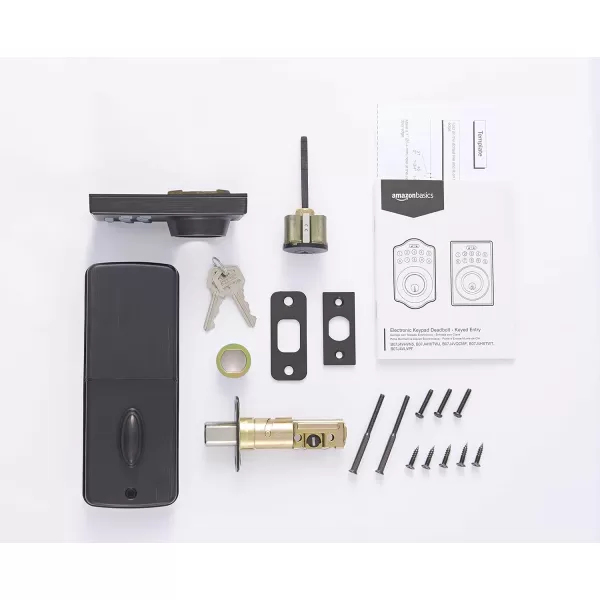 Amazon Basics Electronic Keypad Deadbolt Door Lock with TouchControl Keyless Entry Keyed Entry Option Contemporary Matte BlackOil Bronze Contemporary Electronic Keypad Deadbolt Pack of 6