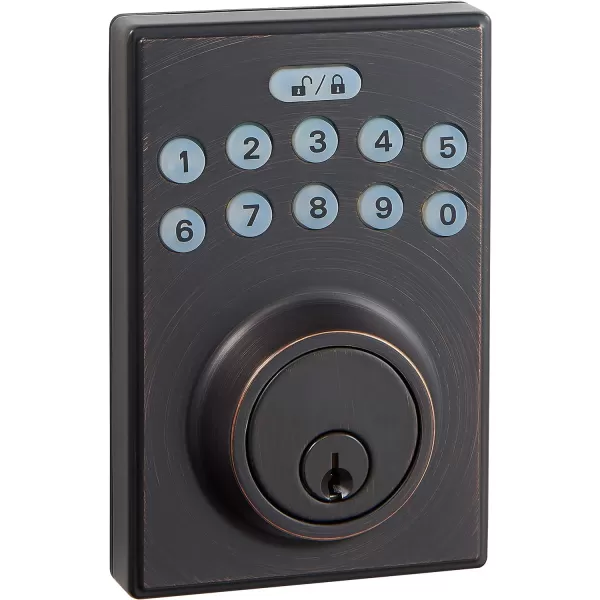 Amazon Basics Electronic Keypad Deadbolt Door Lock with TouchControl Keyless Entry Keyed Entry Option Contemporary Matte BlackOil Bronze Contemporary