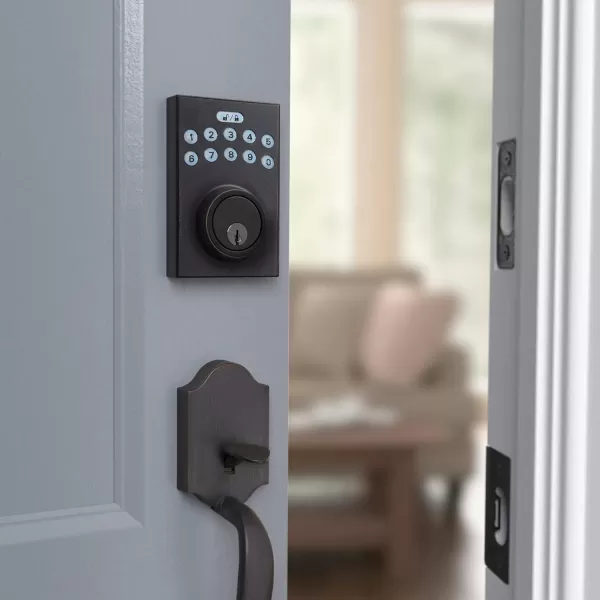 Amazon Basics Electronic Keypad Deadbolt Door Lock with TouchControl Keyless Entry Keyed Entry Option Contemporary Matte BlackOil Bronze Contemporary