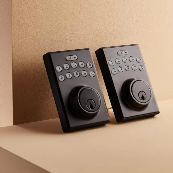 Amazon Basics Electronic Keypad Deadbolt Door Lock with TouchControl Keyless Entry Keyed Entry Option Contemporary Matte BlackOil Bronze Contemporary