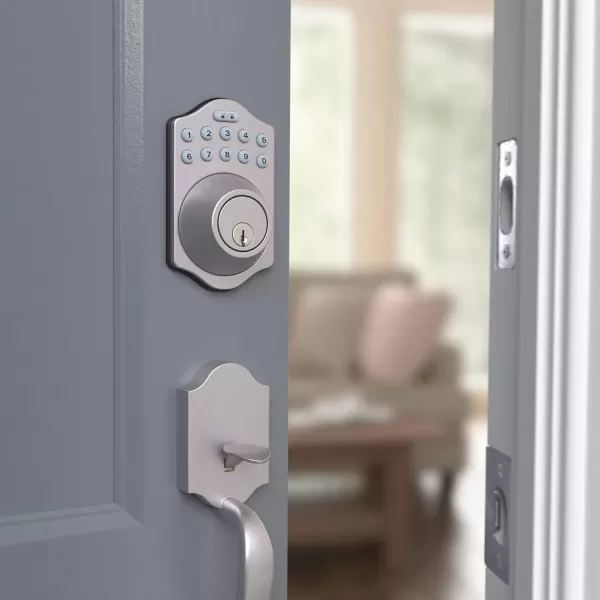 Amazon Basics Electronic Keypad Deadbolt Door Lock with TouchControl Keyless Entry Keyed Entry Option Contemporary Matte BlackSatin Nickel Traditional