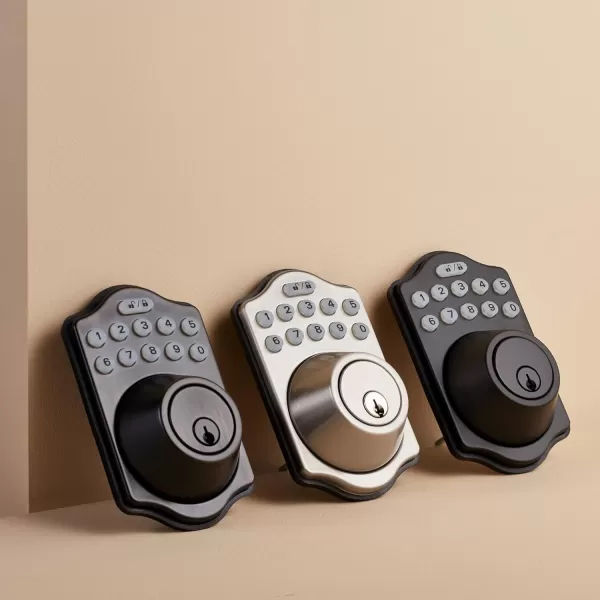 Amazon Basics Electronic Keypad Deadbolt Door Lock with TouchControl Keyless Entry Keyed Entry Option Contemporary Matte BlackSatin Nickel Traditional