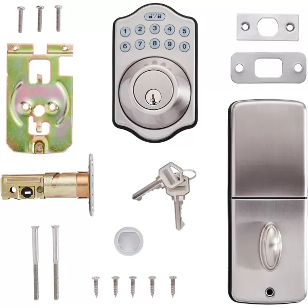 Amazon Basics Electronic Keypad Deadbolt Door Lock with TouchControl Keyless Entry Keyed Entry Option Contemporary Matte BlackSatin Nickel Traditional