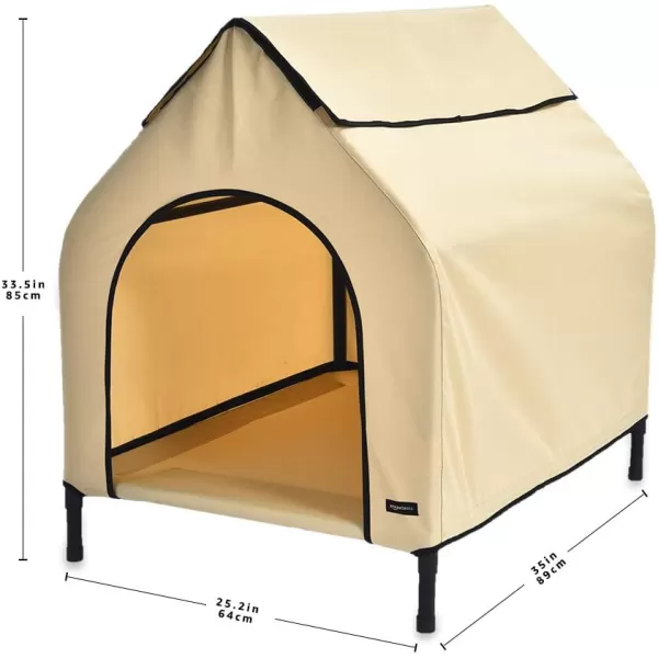 Amazon Basics Elevated Portable Pet House Small 35 x 32 x 26 Inches KhakiAmazon Basics Elevated Portable Pet House Small 35 x 32 x 26 Inches Khaki