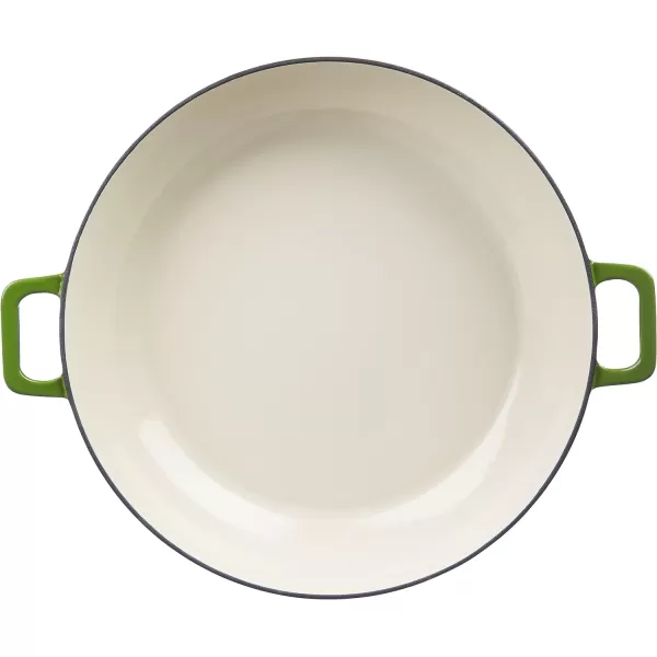 Amazon Basics Enameled Cast Iron Covered Oval Casserole Skillet 33Quart WhiteGreen