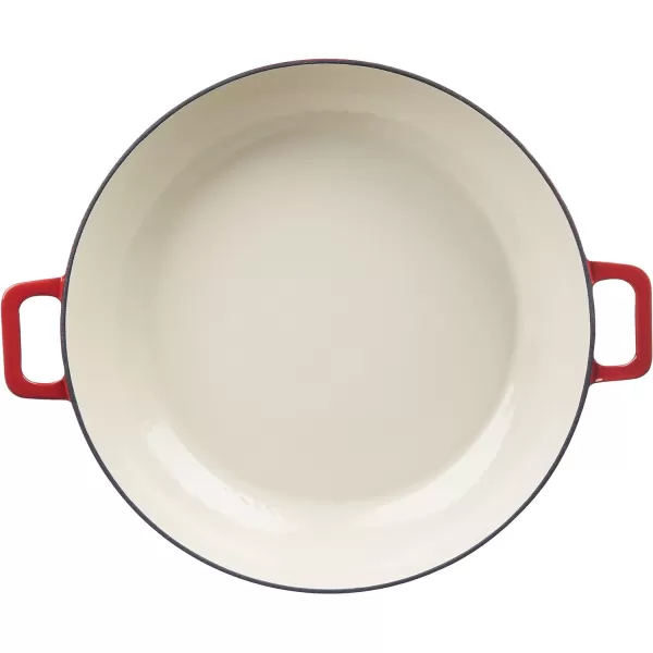 Amazon Basics Enameled Cast Iron Covered Oval Casserole Skillet 33Quart WhiteRed