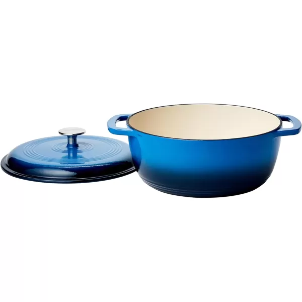 Amazon Basics Enameled Cast Iron Covered Round Dutch Oven 6 Quart Matte NavyBlue 43Quart