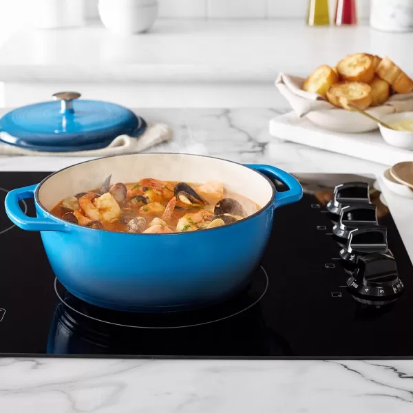 Amazon Basics Enameled Cast Iron Covered Round Dutch Oven 6 Quart Matte NavyBlue 43Quart
