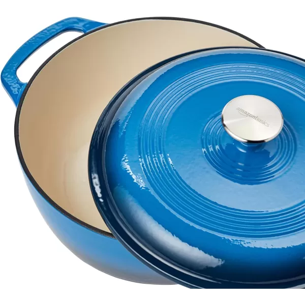 Amazon Basics Enameled Cast Iron Covered Round Dutch Oven 6 Quart Matte NavyBlue 43Quart