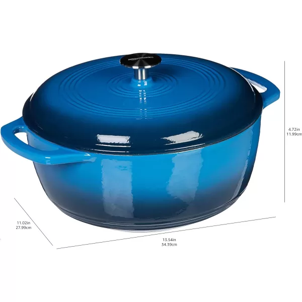 Amazon Basics Enameled Cast Iron Covered Round Dutch Oven 6 Quart Matte NavyBlue 6Quart