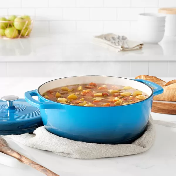 Amazon Basics Enameled Cast Iron Covered Round Dutch Oven 6 Quart Matte NavyBlue 6Quart