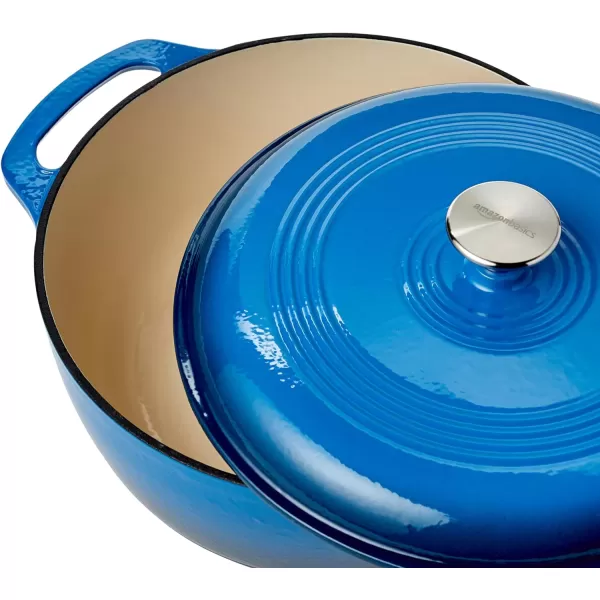 Amazon Basics Enameled Cast Iron Covered Round Dutch Oven 6 Quart Matte NavyBlue 6Quart