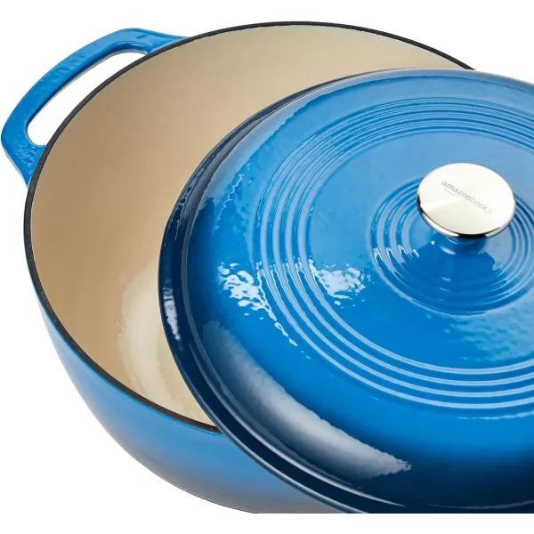 Amazon Basics Enameled Cast Iron Covered Round Dutch Oven 6 Quart Matte NavyBlue 73Quart