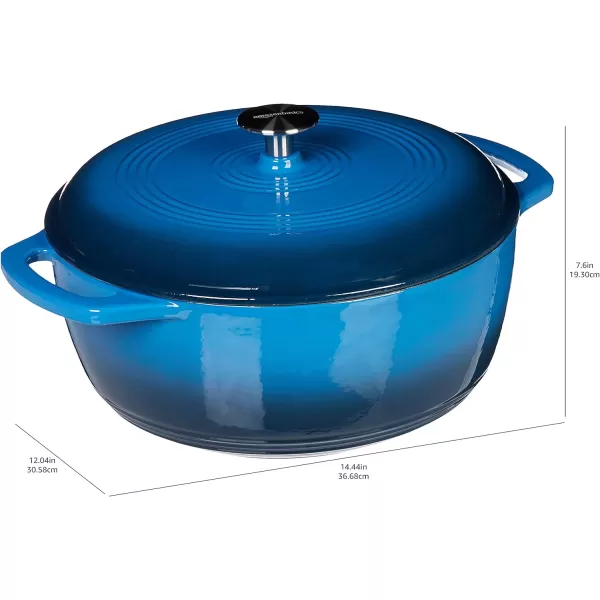 Amazon Basics Enameled Cast Iron Covered Round Dutch Oven 6 Quart Matte NavyBlue 73Quart