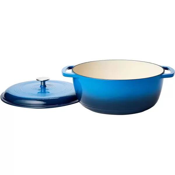 Amazon Basics Enameled Cast Iron Covered Round Dutch Oven 6 Quart Matte NavyBlue 73Quart