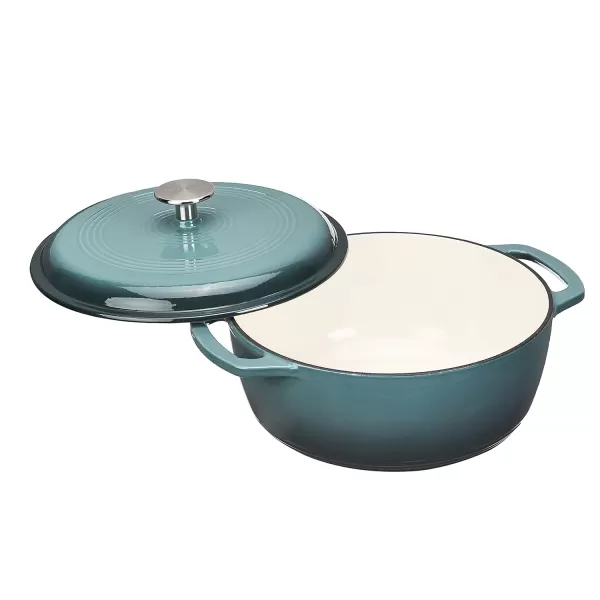 Amazon Basics Enameled Cast Iron Covered Round Dutch Oven 6 Quart Matte NavyGray 43Quart