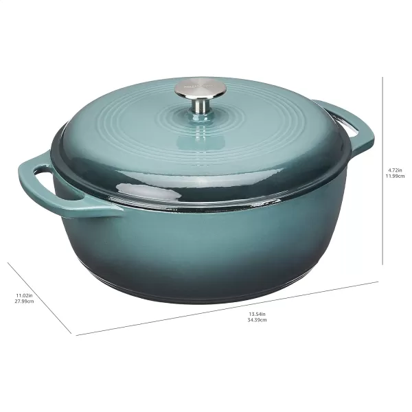 Amazon Basics Enameled Cast Iron Covered Round Dutch Oven 6 Quart Matte NavyGray 6 Quart