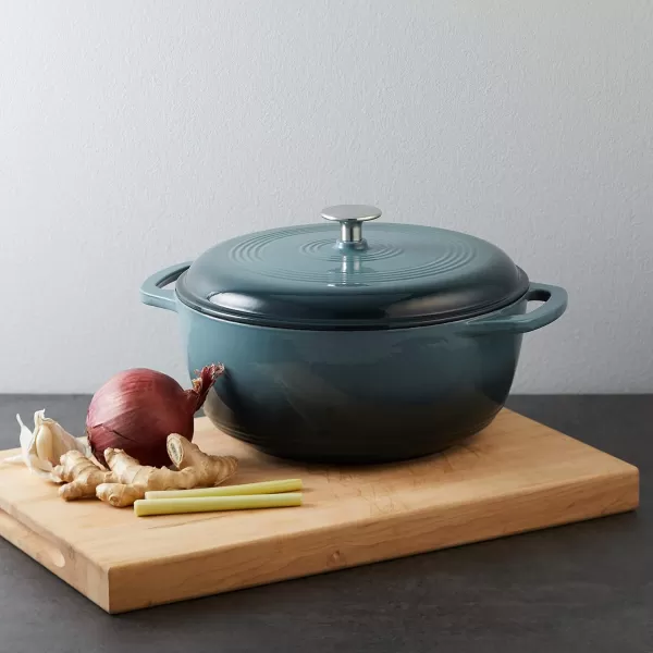 Amazon Basics Enameled Cast Iron Covered Round Dutch Oven 6 Quart Matte NavyGray 6 Quart