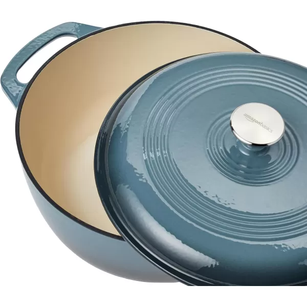 Amazon Basics Enameled Cast Iron Covered Round Dutch Oven 6 Quart Matte NavyGray 6 Quart