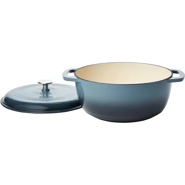 Amazon Basics Enameled Cast Iron Covered Round Dutch Oven 6 Quart Matte NavyGray 6 Quart