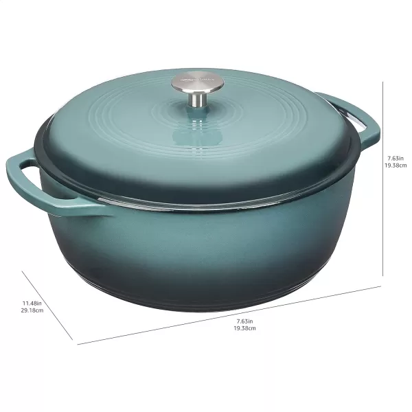 Amazon Basics Enameled Cast Iron Covered Round Dutch Oven 6 Quart Matte NavyGray 73 Quart
