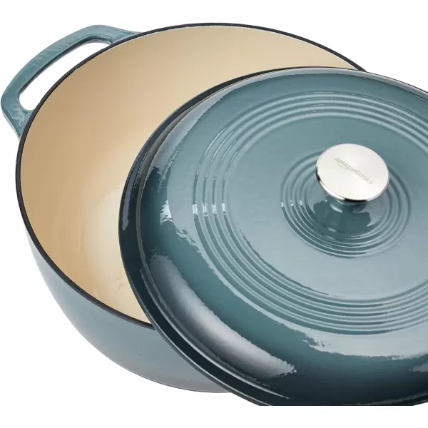 Amazon Basics Enameled Cast Iron Covered Round Dutch Oven 6 Quart Matte NavyGray 73 Quart