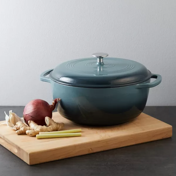 Amazon Basics Enameled Cast Iron Covered Round Dutch Oven 6 Quart Matte NavyGray 73 Quart
