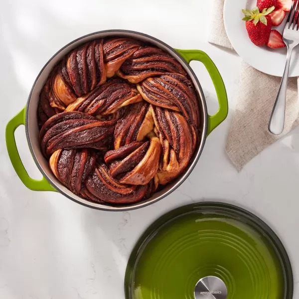 Amazon Basics Enameled Cast Iron Covered Round Dutch Oven 6 Quart Matte NavyGreen 43Quart