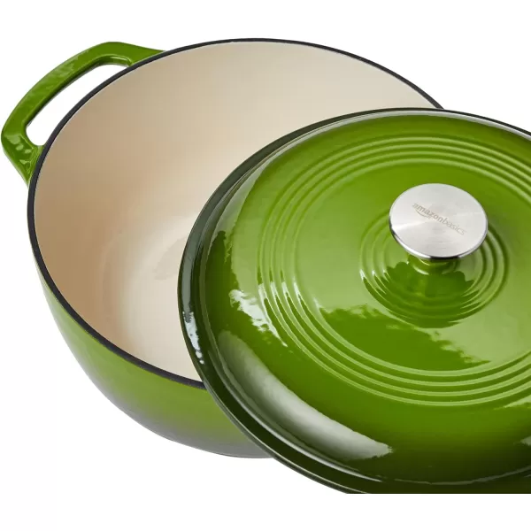 Amazon Basics Enameled Cast Iron Covered Round Dutch Oven 6 Quart Matte NavyGreen 43Quart