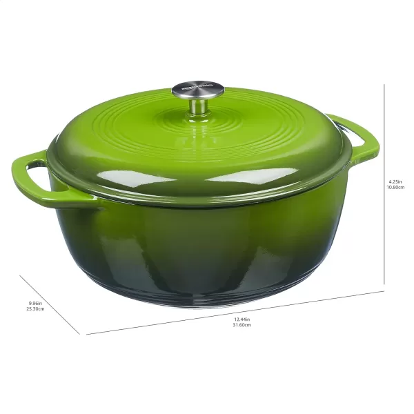 Amazon Basics Enameled Cast Iron Covered Round Dutch Oven 6 Quart Matte NavyGreen 43Quart
