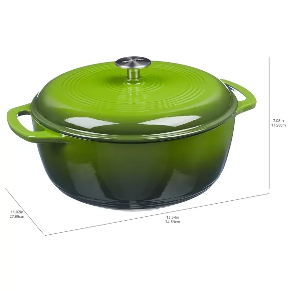 Amazon Basics Enameled Cast Iron Covered Round Dutch Oven 6 Quart Matte NavyGreen 6Quart