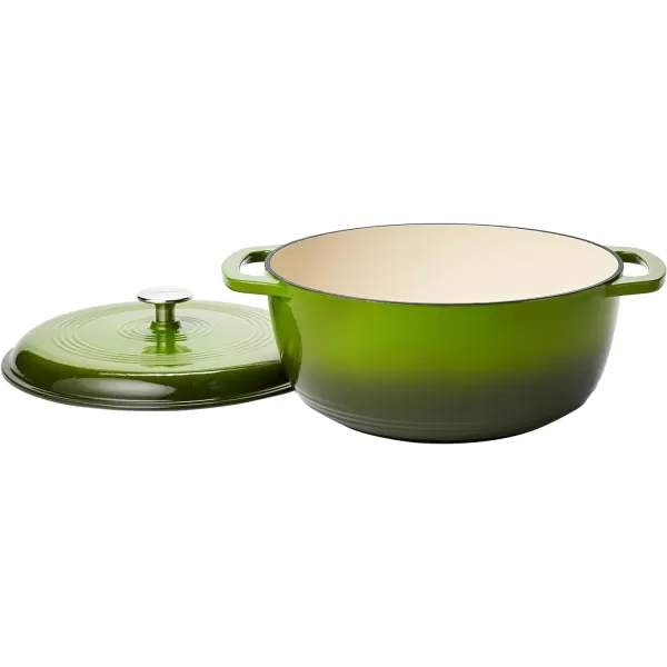 Amazon Basics Enameled Cast Iron Covered Round Dutch Oven 6 Quart Matte NavyGreen 6Quart