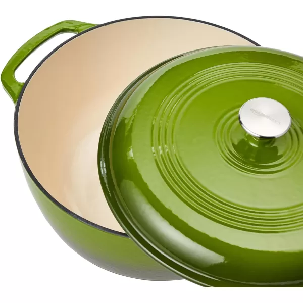 Amazon Basics Enameled Cast Iron Covered Round Dutch Oven 6 Quart Matte NavyGreen 73Quart
