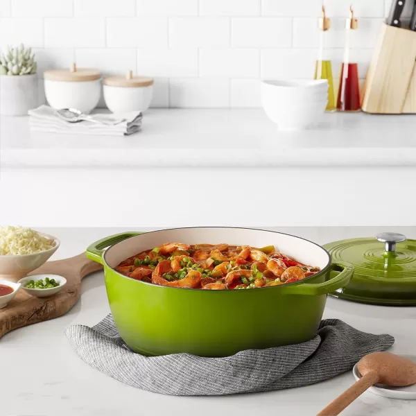 Amazon Basics Enameled Cast Iron Covered Round Dutch Oven 6 Quart Matte NavyGreen 73Quart