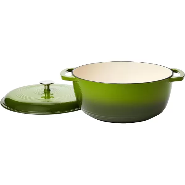 Amazon Basics Enameled Cast Iron Covered Round Dutch Oven 6 Quart Matte NavyGreen 73Quart