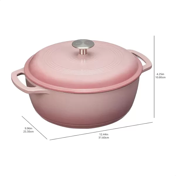 Amazon Basics Enameled Cast Iron Covered Round Dutch Oven 6 Quart Matte NavyLight Pink 43Quart