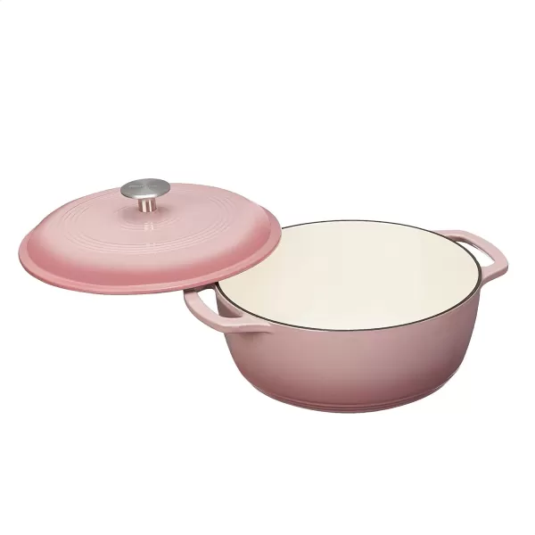 Amazon Basics Enameled Cast Iron Covered Round Dutch Oven 6 Quart Matte NavyLight Pink 43Quart