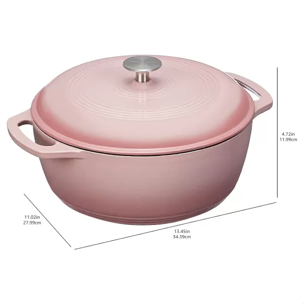 Amazon Basics Enameled Cast Iron Covered Round Dutch Oven 6 Quart Matte NavyLight Pink 6 Quart