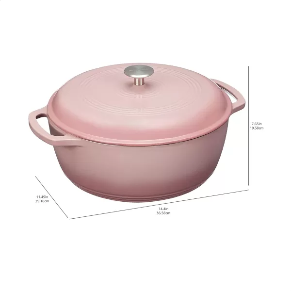 Amazon Basics Enameled Cast Iron Covered Round Dutch Oven 6 Quart Matte NavyLight Pink 73Quart