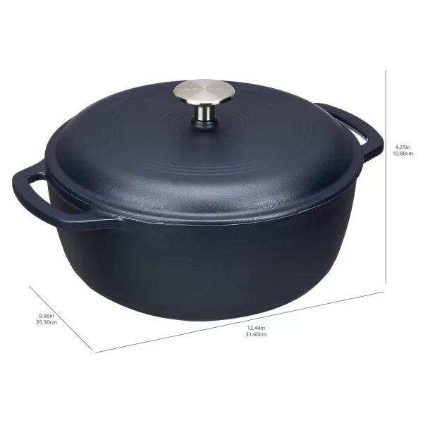 Amazon Basics Enameled Cast Iron Covered Round Dutch Oven 6 Quart Matte NavyMatte Navy 43Quart