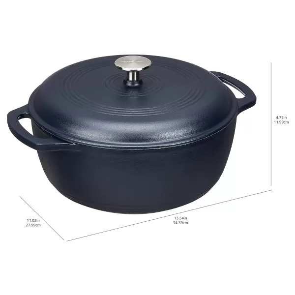Amazon Basics Enameled Cast Iron Covered Round Dutch Oven 6 Quart Matte NavyMatte Navy 6 Quart