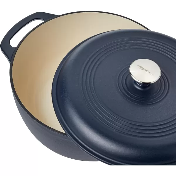 Amazon Basics Enameled Cast Iron Covered Round Dutch Oven 6 Quart Matte NavyMatte Navy 6 Quart