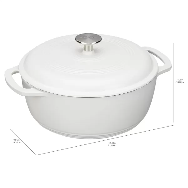 Amazon Basics Enameled Cast Iron Covered Round Dutch Oven 6 Quart Matte NavyMatte White 43Quart