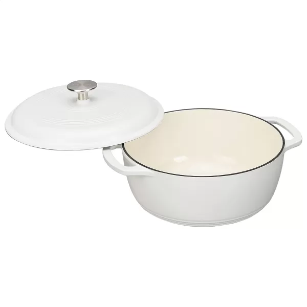 Amazon Basics Enameled Cast Iron Covered Round Dutch Oven 6 Quart Matte NavyMatte White 43Quart