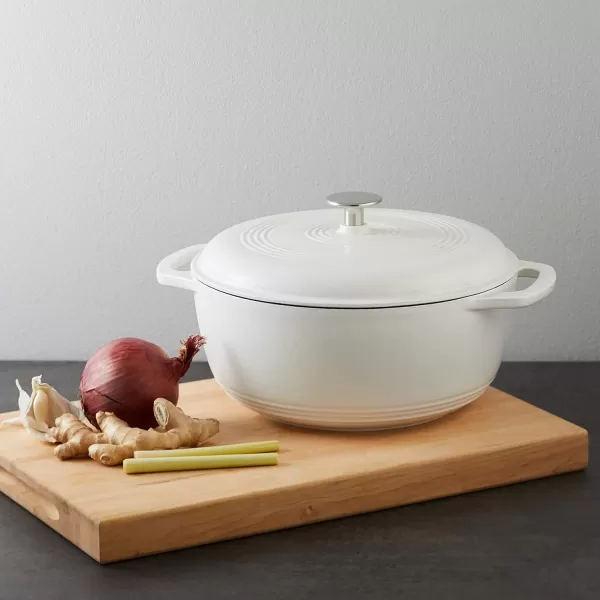 Amazon Basics Enameled Cast Iron Covered Round Dutch Oven 6 Quart Matte NavyMatte White 6Quart