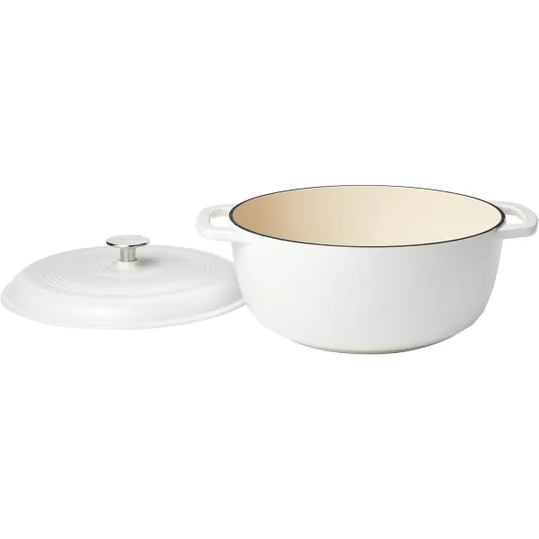 Amazon Basics Enameled Cast Iron Covered Round Dutch Oven 6 Quart Matte NavyMatte White 6Quart