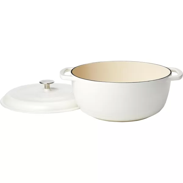 Amazon Basics Enameled Cast Iron Covered Round Dutch Oven 6 Quart Matte NavyMatte White 73 Quart