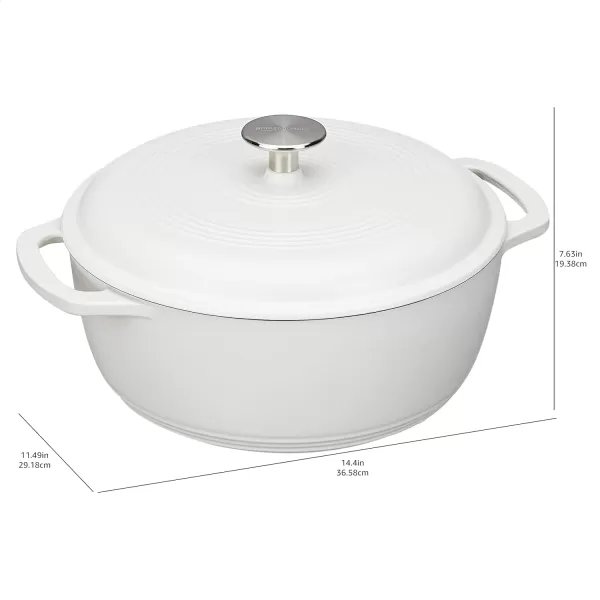 Amazon Basics Enameled Cast Iron Covered Round Dutch Oven 6 Quart Matte NavyMatte White 73 Quart