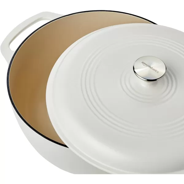 Amazon Basics Enameled Cast Iron Covered Round Dutch Oven 6 Quart Matte NavyMatte White 73 Quart